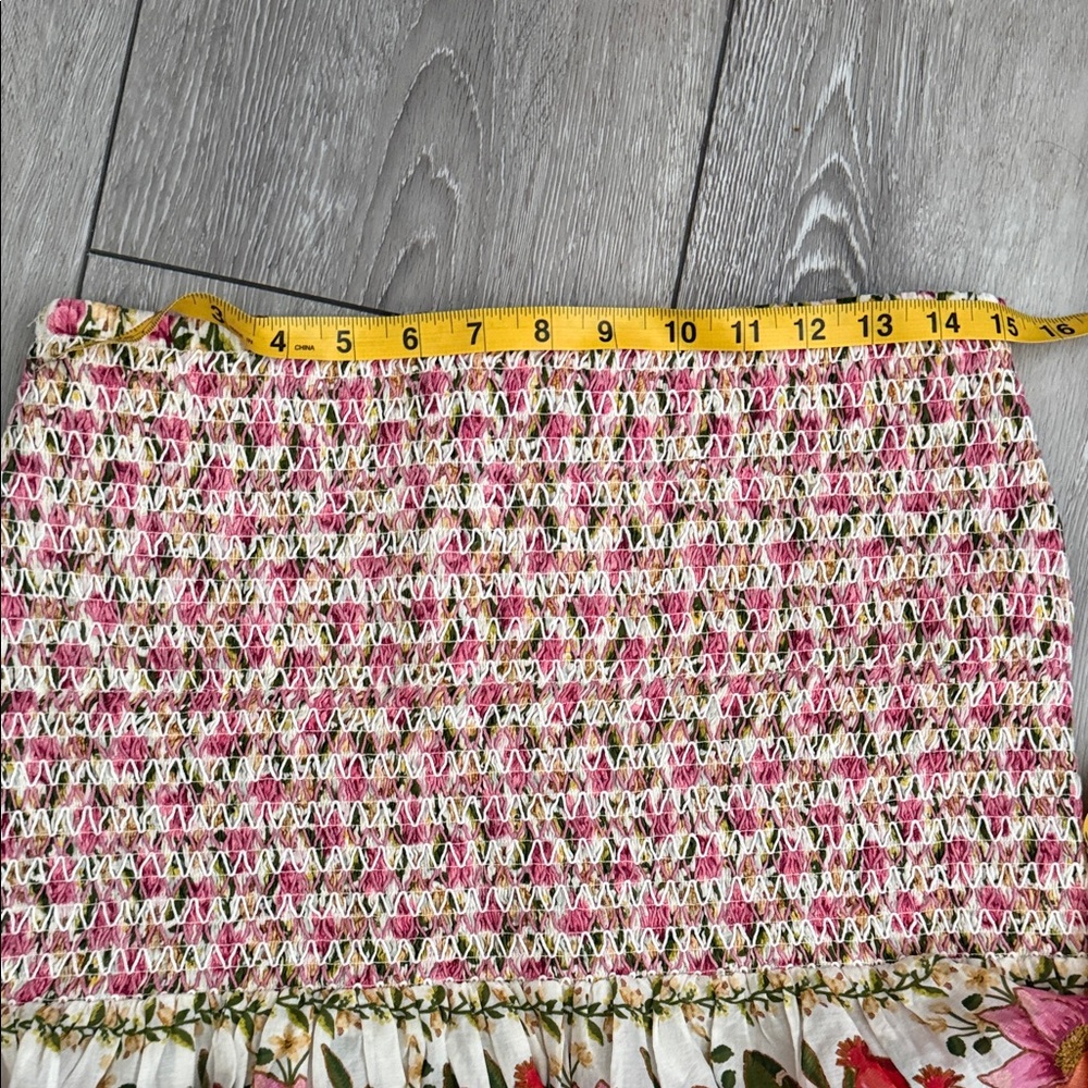 FARM RIO Floral Pink Smocked Ruffle Skirt new no tags size medium - Picture 5 of 5